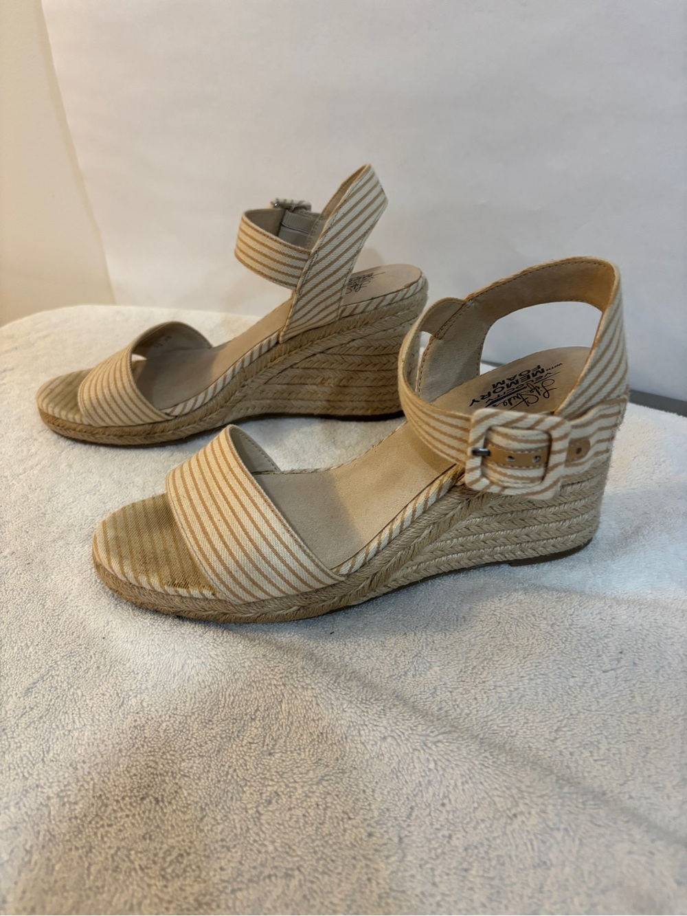 Wedge Espadrille Sandals in Beige Stripe - Women
